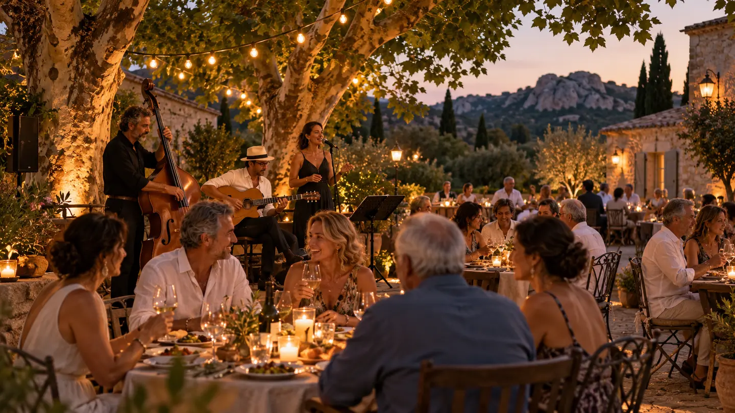 Editorial illustration for Dinner/Concert at Le Bistrot de la Galine.