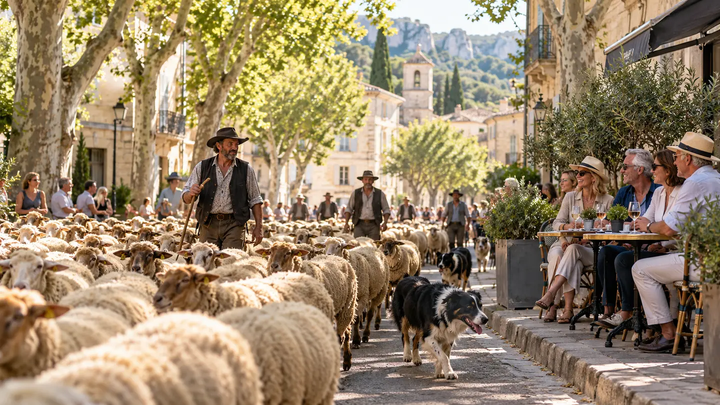 Editorial illustration for Transhumance Festival in Saint Remy de Provence.