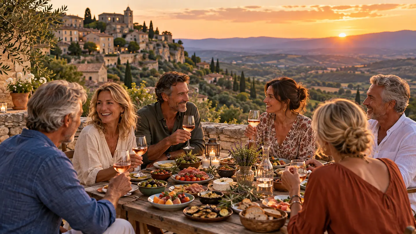 Editorial illustration for An apéro dînatoire in Bonnieux.