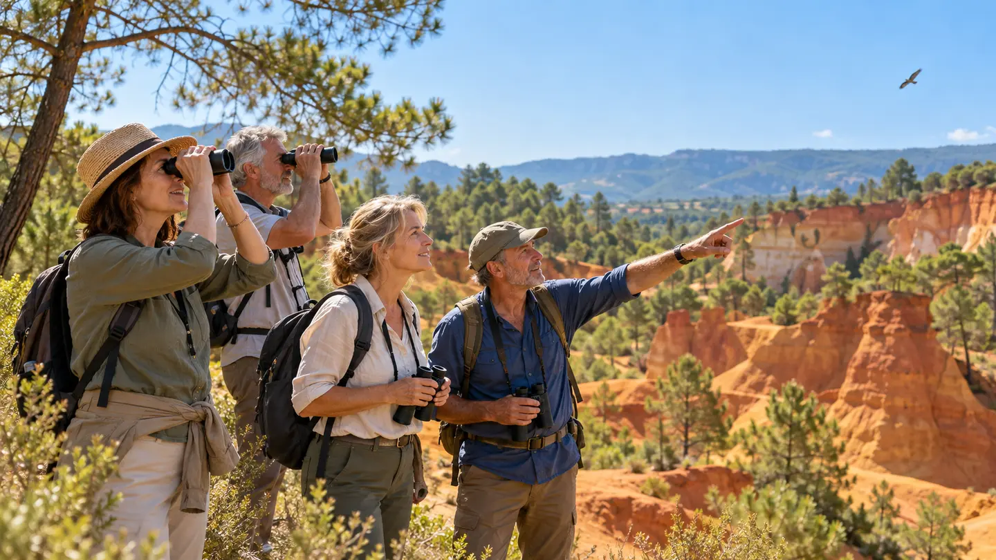 Editorial illustration for Birdwatching in the Colorado de Rustel.