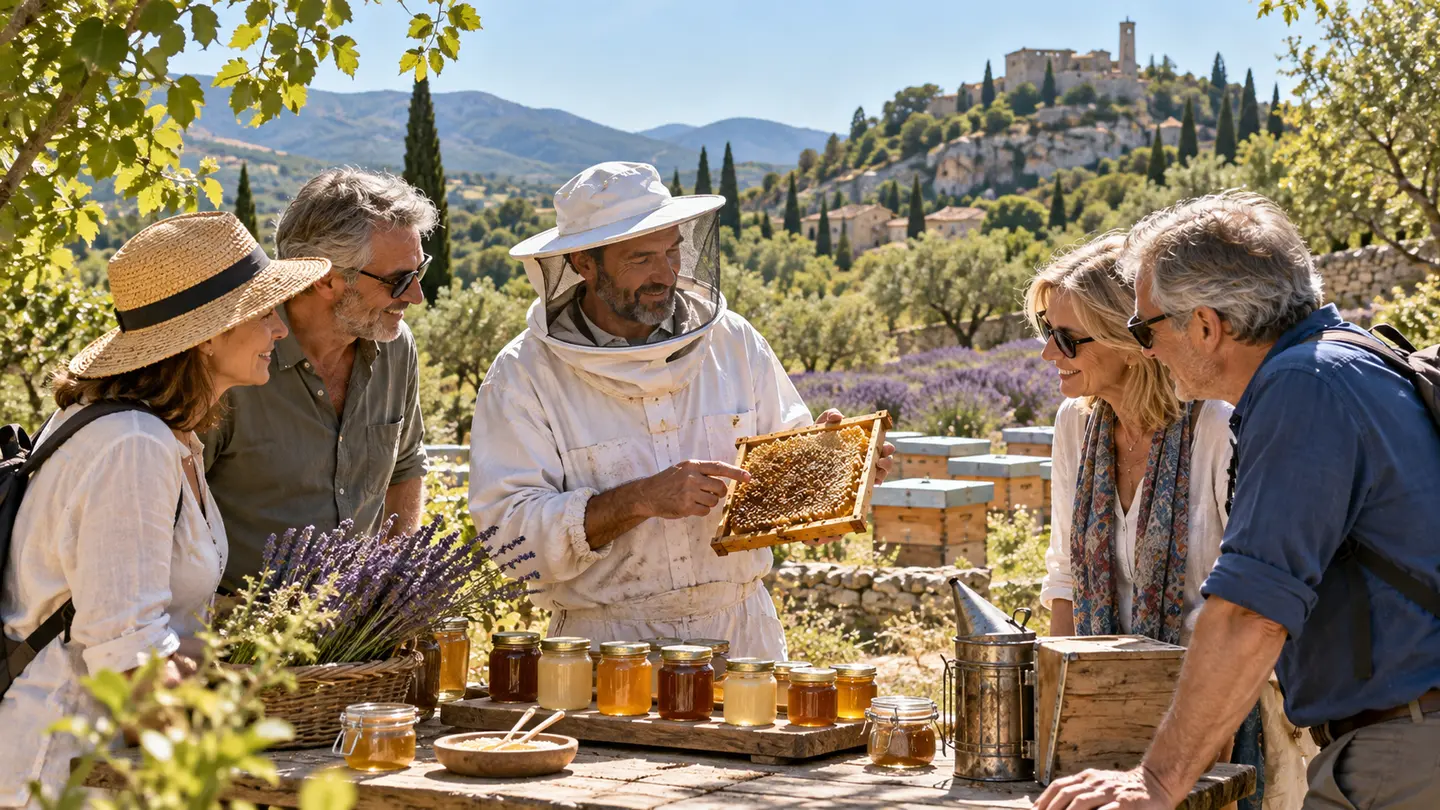 Editorial illustration for Visit and Honey Tasting Augier & Fils, Vaison la Romain.