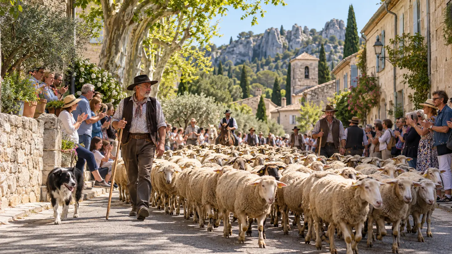 Editorial illustration for Transhumance in Saint Rémy-de-Provence.