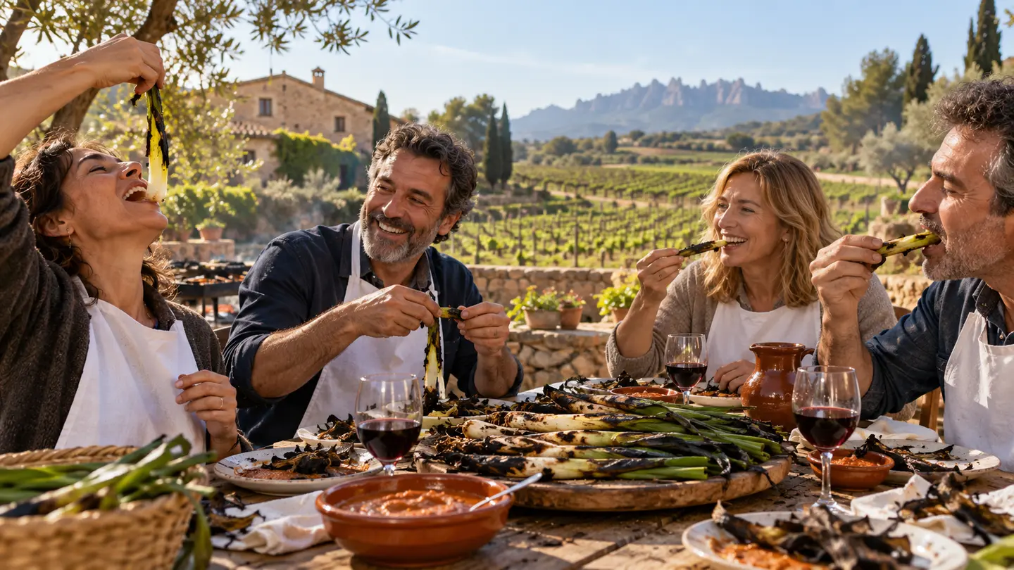 Editorial illustration for Calçots Safari to Catalonia.