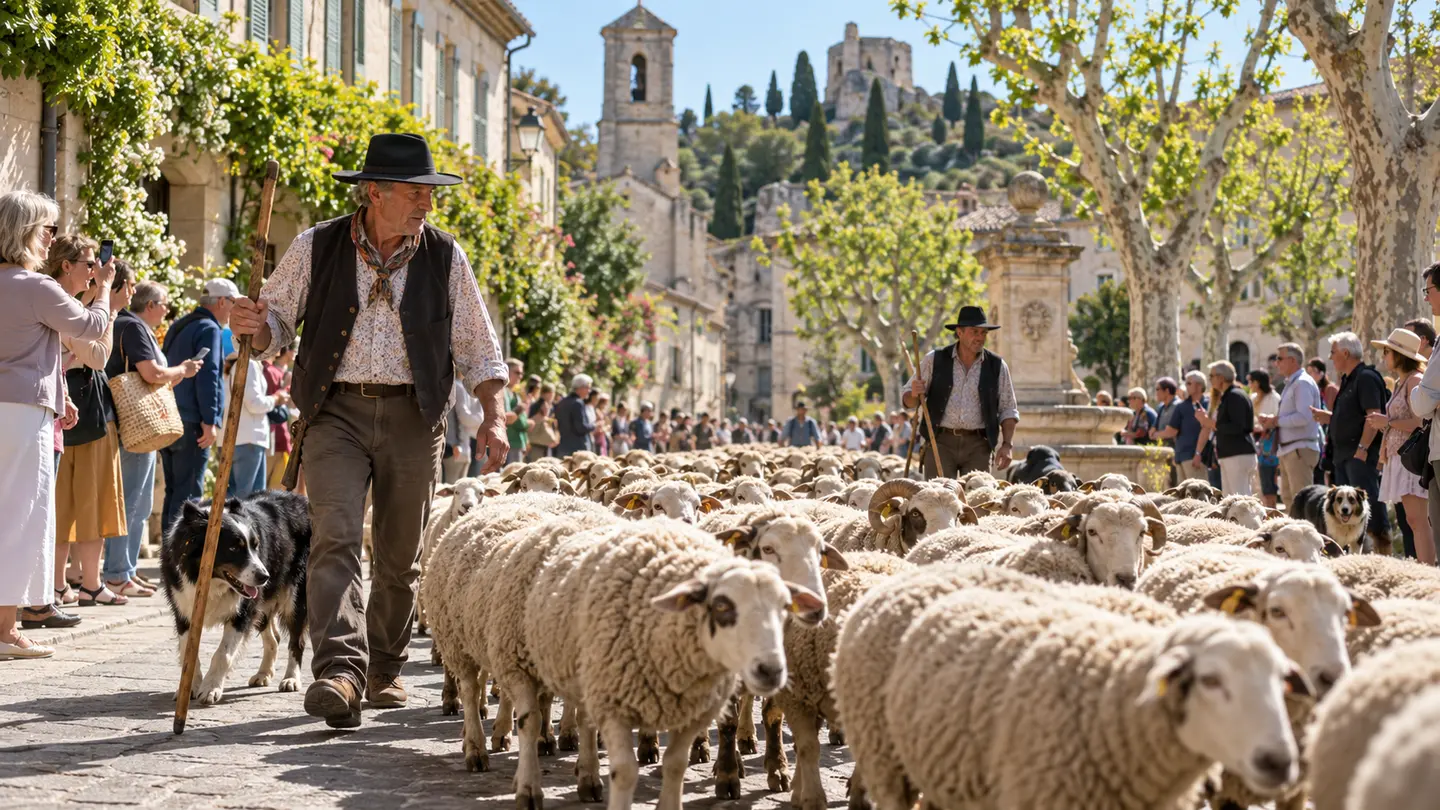 Editorial illustration for Transhumance in Saint Rémy-de-Provence.