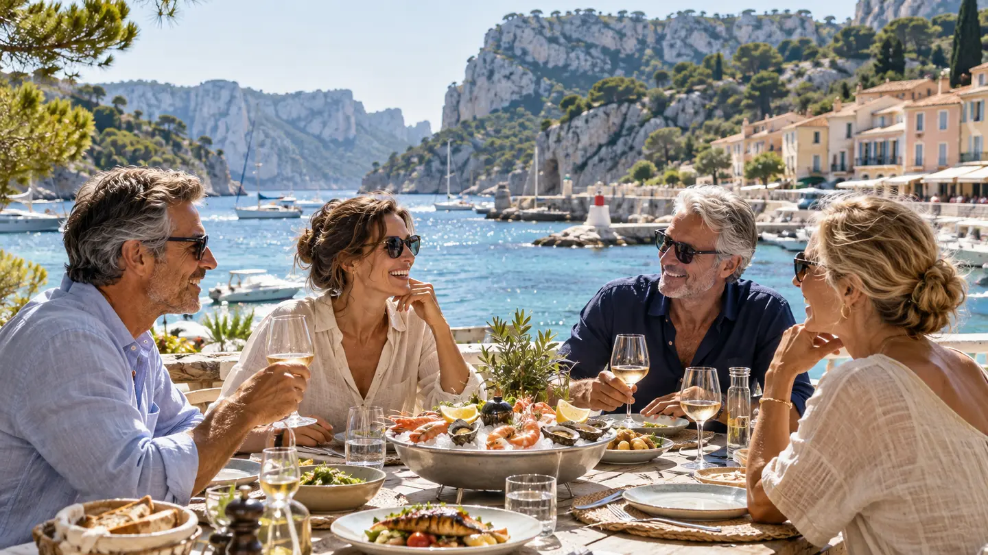 Editorial illustration for A Perfect Day in Cassis.