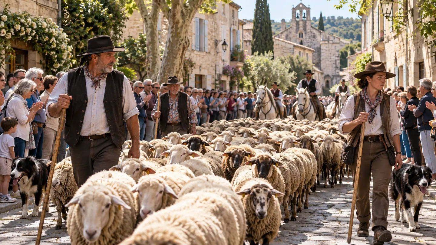 Editorial illustration for Transhumance in Saint Rémy-de-Provence.